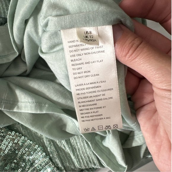 NEW $168 FREE PEOPLE [ 8 ] Frida Sequin Ruffle‎ Minidress in Island Sea Green - Picture 12 of 14